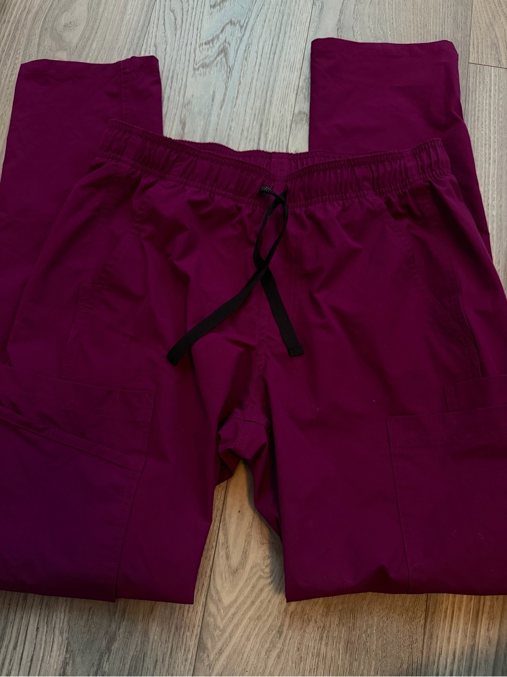 Carhartt Maroon Scrub Pants Cargo Elastic Waist Drawstring Size S Regular